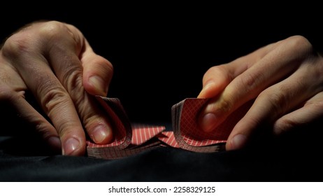 The player watches art while playing poker. A combination of four aces, four of a kind, winning cards fell out - Shutterstock ID 2258329125