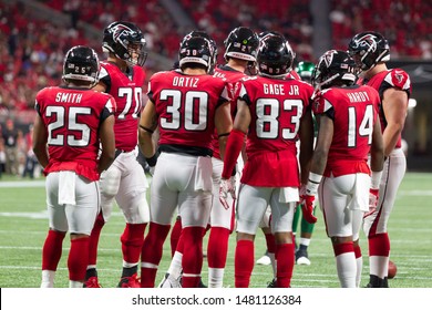 Players on field - week #3 of the 2019 NFL Pre-Season Game Atlanta Falcons Host the New York Jets on Thursday August 15th 2019 at the Mercedes Benz Stadium in Atlanta Georgia USA