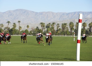 Players Playing Match On Polo Field