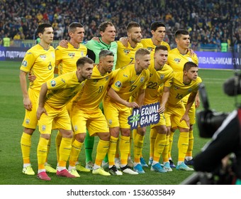 Players Of Ukraine During A Team Photo On UEFA Euro 2020 Qualifying Match Between Portugal And Ukraine, On Olimpiyskiy Stadium In Kiev, Ukraine,14 October 2019. 