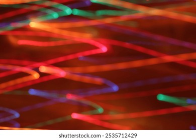 playful bokeh line effect from bulbs. Night city neon lights, christmas decor. - Powered by Shutterstock