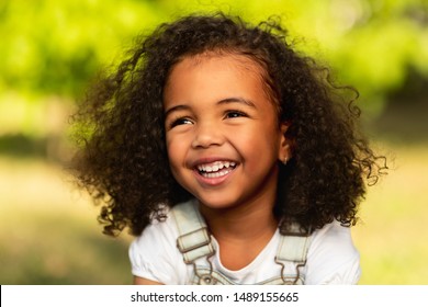 Playful Little Girl Portrait Park Smiling Stock Photo 1489155665
