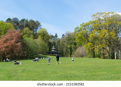 Playground Park Setting Area Green Fresh Air For Holiday. Spring Season, Children And Family Travel Visit Culzean Castle. Scotland, 24th April 2022