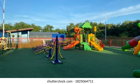 Playground Rides On Green Artificial Grass