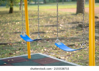 Playground Swing Set, Selective Focus. Empty, No People.