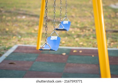 Playground Swing Set, Selective Focus. Empty, No People.