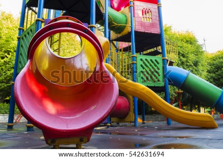 Playground tube slide close up