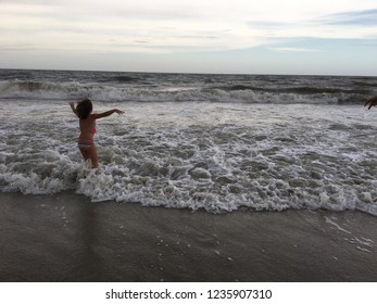 playing at beach