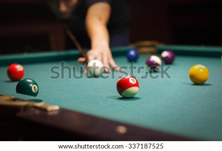 Playing billiard - Close-up shot of a man playing billiard