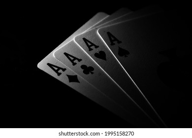playing cards ace in black and white - Shutterstock ID 1995158270