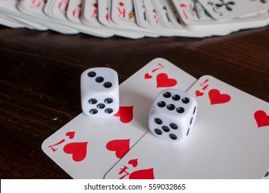 playing cards and dice
