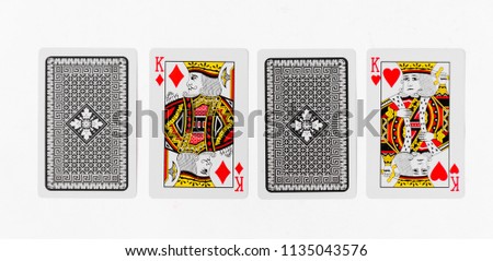Playing Cards King card suite and back white background mockup