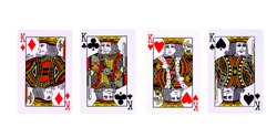 Playing Cards For Poker Game On White Background With Clipping Path. Concept Of Gamble Games And Casino