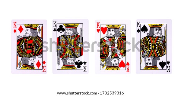 Playing cards for\
poker game on white background with clipping path. Concept of\
gamble games and casino