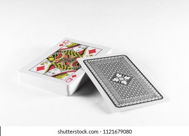 Playing Cards Queen Card And Back White Background Mockup