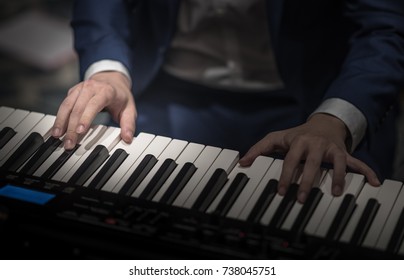 Human Hands Touching Playing Practice Piano Stock Photo (Edit Now ...