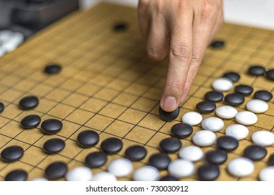 Playing Go Or Igo, Chinese Board Game