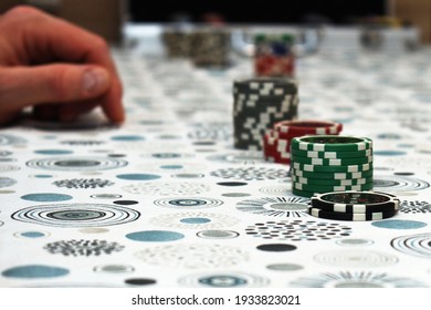 Playing token on the table during the poker game playing