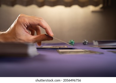 Playing Trading Card Game On A Table