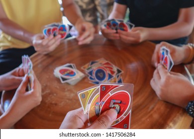 playing uno cards with my friends