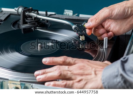 Playing Vinyl Record Concept, Close Up