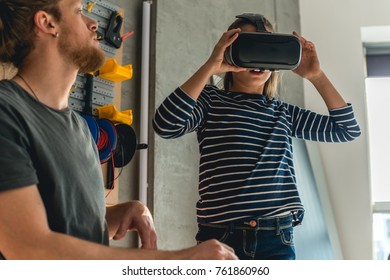 Playing with virtual reality set - Powered by Shutterstock