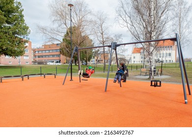 Playpark in Joensuu, North Karelia, Finland in the Morning of April 2022-1