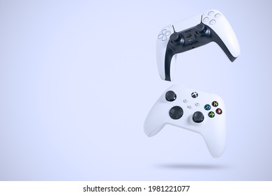 Playstation 5 and Xbox Series X-S controllers, 27th May, 2021, Sao Paulo, Brazil.