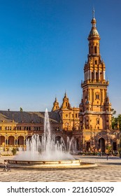 Plaza De Espana, Seville, Andalusia, Spain. Built In 1928 For Ibero American Exposition In Maria Luisa Park