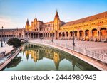 Plaza de Espana in Seville during Sunset, Andalusia, Spain 