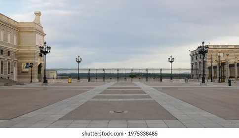 Plaza de la Armeria of Madrid, Spain, in the morning