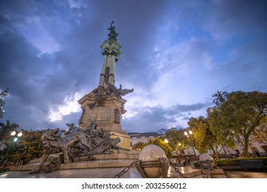 Plaza Grande In The Colonial Center Of Quito, Ecuador At Dusk