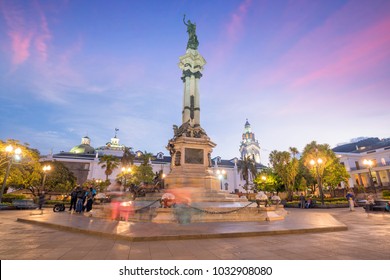 Plaza Grande Quito In Old Town Ecuado At Night