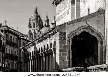 Plaza Medina del Campo, a historic square that hosts San Martin Church, Las Sirenas de Segovia and Juan Bravo statues.