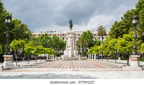 Plaza Nueva With Statue Of Ferdinand III Of Castile. Seville. Spain.