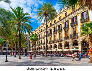 Plaza Real (Royal Square), in Barcelona, Catalonia, Spain. Architecture and landmark of Barcelona. Cozy cityscape of Barcelona - Shutterstock ID 2188174347