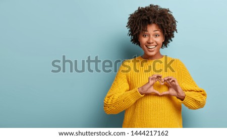 Image, Stock Photo Woman showing with view