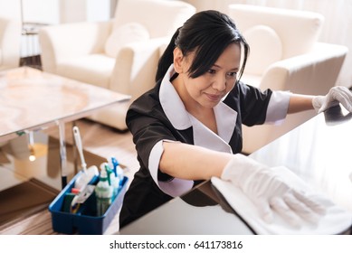 Pleasant Nice Hotel Maid Cleaning The Hotel Room