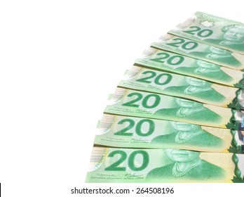 PLEASANT VALLEY, CANADA - MARCH 27, 2015: The Canadian Twenty Dollar Note Is A Banknote Of The Canadian Dollar. The Frontier Series Banknote Was Released In 2012.