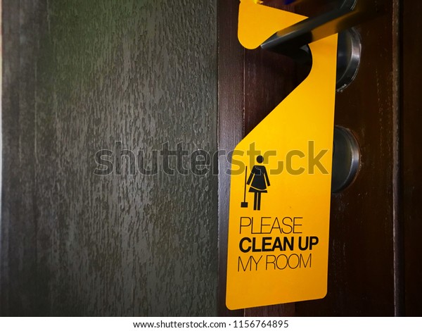 Please Clean Room Hotel Door Sign Stock Photo Edit Now