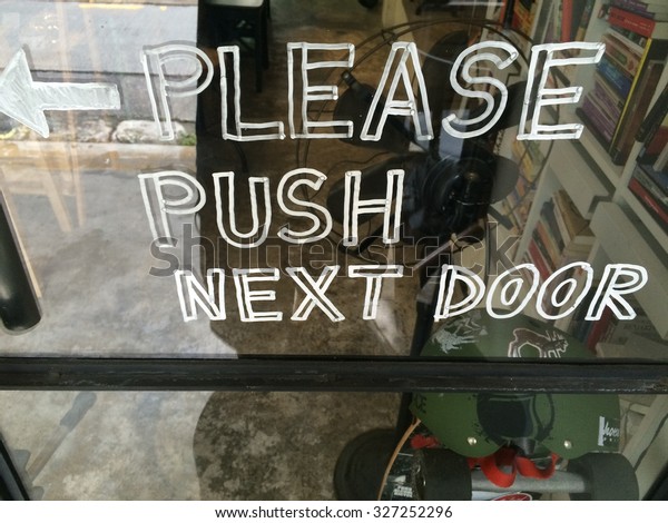 Please Push Next Door Sign Painted Stock Photo Edit Now