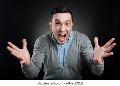 Pleased Man Rising His Eyebrows Stock Photo 604988318 | Shutterstock