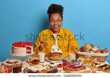 Similar – Image, Stock Photo Glasses with Strawberries and Mango Smoothies