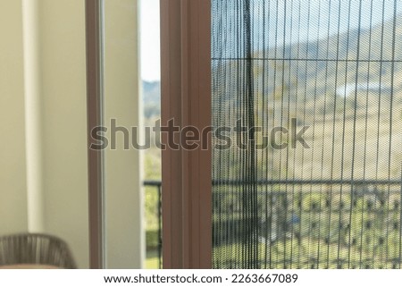 Pleated insect screen mosquito net on house window protection against insect