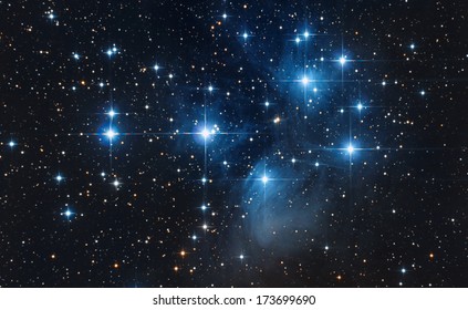 Pleiades in a dark night sky