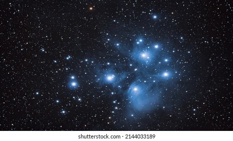 The Pleiades, open cluster in the constellation of Taurus. Elements of this picture furnished by NASA - Shutterstock ID 2144033189