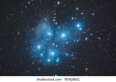 The Pleiades or Seven Sisters (M45), is an open star cluster in the constellation of Taurus. - Shutterstock ID 787828831