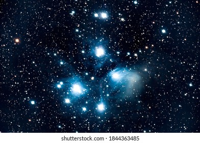 The Pleiades star cluster is also known as the Seven Sisters, and as Messier 45. It is a prominent object in the night sky with a conspicuous place in ancient mythology. 