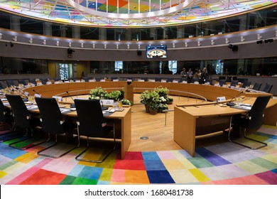 Plenary Room In The European Council Bulding In Brussels, Belgium On Feb. 21, 2020