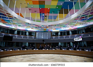 Plenary Room Of European Union Foreign Affairs Council Meeting In Brussels, Belgium On Jan. 16, 2017 